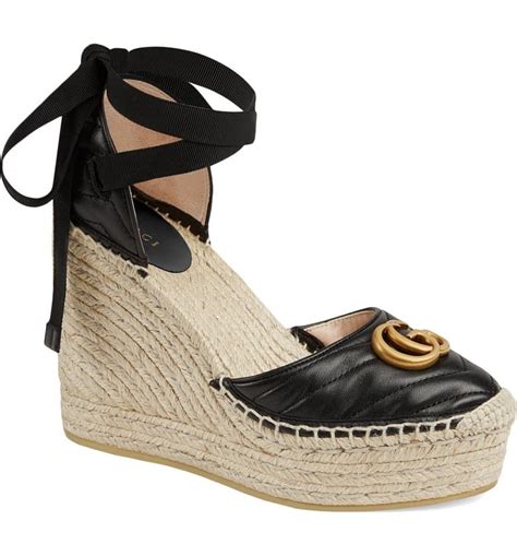 gucci black wedge shoes|gucci canvas espadrilles.